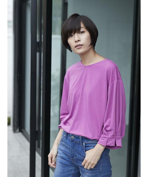 AMERICAN HOLIC(アメリカンホリック)の「・袖タックVネックプルオーバー(Tシャツ/カットソー・レディース・ネイビー/ピンク/イエロー/グリーン/ブルー/オフホワイト・FREE)」の16枚目の写真