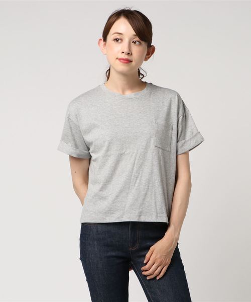 AMERICAN HOLIC(アメリカンホリック)の「・袖折り返しカットプルオーバー(Tシャツ/カットソー・レディース・チャコールグレー/オフホワイト/カーキ/グレー系その他/キャメル/その他7・FREE)」の3枚目の写真