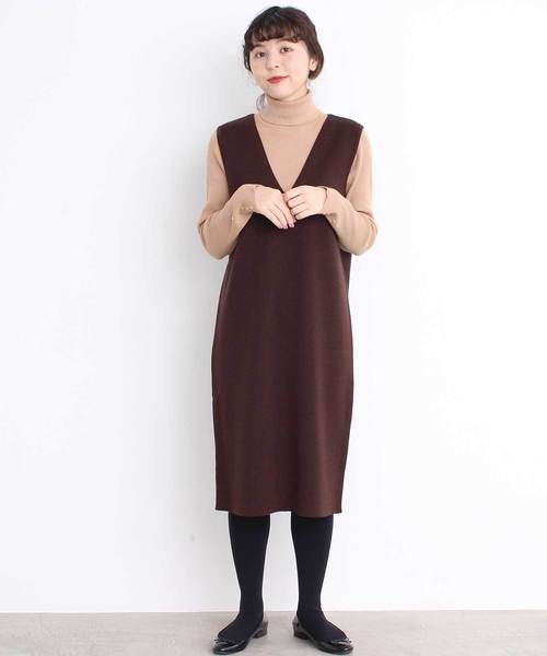 値段が激安 Ambidex アンビデックス W Acミラノリブ ｖネックノースリワンピース 新作商品
