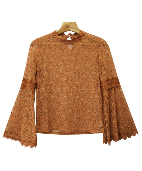 andme（アンドミー）の「ヴィンテージ風レースブラウストップス（シャツ/ブラウス・レディース・ブラック/グリーン/ベージュ/ブラウン・M）」の3枚目の写真