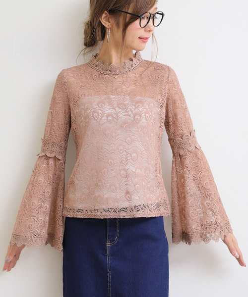 andme（アンドミー）の「ヴィンテージ風レースブラウストップス（シャツ/ブラウス・レディース・ブラック/グリーン/ベージュ/ブラウン・M）」の8枚目の写真