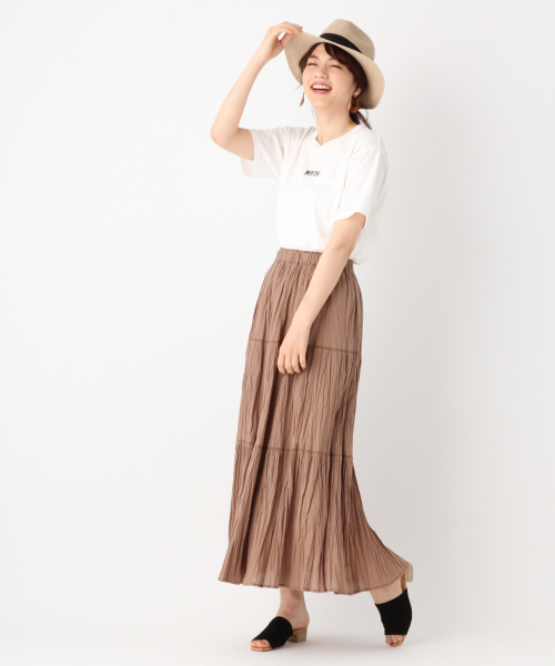 GLOBAL WORK(グローバルワーク)の「クリンクルカラーマキシスカート/816930(スカート・レディース・フューシャピンク/ブラック/ライトベージュ/ダークブラウン/グリーン・LARGE/MEDIUM)」の10枚目の写真