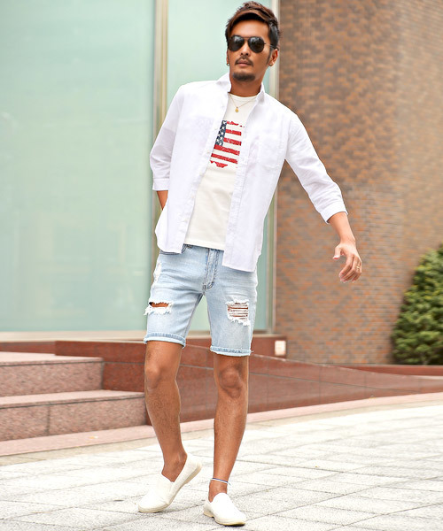 LUXSTYLE(ラグスタイル)の「綿麻ホリゾンタルカラー7分袖シャツ(シャツ/ブラウス・メンズ・ホワイト/ライトブルー/ブラック/ネイビー/ブルー系その他/ライトピンク/ライトブラック/ロイヤルブルー・M/L/XL)」の11枚目の写真