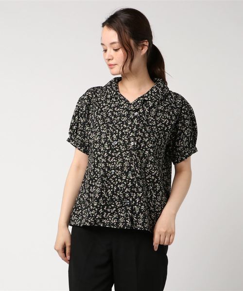 ehka sopo（エヘカソポ）の「花柄Ｗブレスト開襟シャツ（シャツ/ブラウス・レディース・ブラック/ベージュ/パープル/グリーン・ﾌﾘ-）」の2枚目の写真