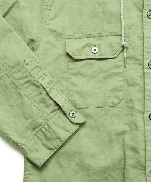 MONKEY TIME（モンキータイム）の「MT ∴ コットン/リネン フード クウォータースリーブシャツ◆（シャツ/ブラウス・メンズ・オリーブ・LARGE/SMALL/X-LARGE/MEDIUM）」の2枚目の写真
