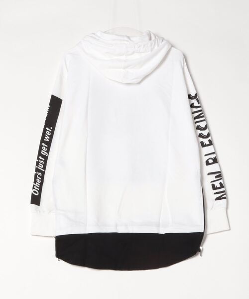 セール トップス フェイクレイヤードフォトプリント袖プリントビッグシルエットスウェットパーカー パーカー パーカー Styleblock スタイルブロック のファッション