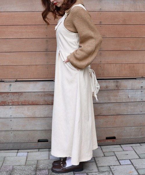 PairPair(ペアペア)の「コーデュロイワンショル風ジャンスカ(ジャンパースカート・レディース・ピンク/アイボリー/モカ・FREE)」の15枚目の写真