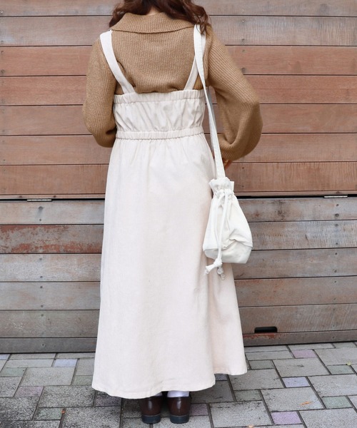 PairPair(ペアペア)の「コーデュロイワンショル風ジャンスカ(ジャンパースカート・レディース・ピンク/アイボリー/モカ・FREE)」の16枚目の写真