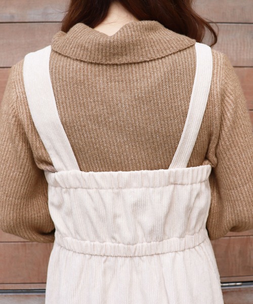 PairPair(ペアペア)の「コーデュロイワンショル風ジャンスカ(ジャンパースカート・レディース・ピンク/アイボリー/モカ・FREE)」の10枚目の写真