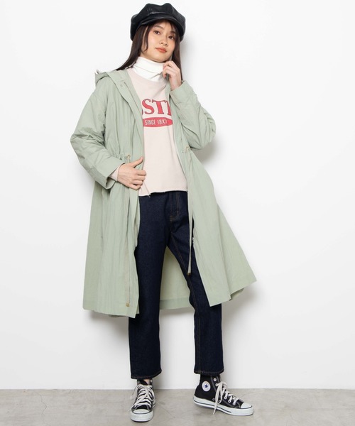 WEGO(ウィゴー)の「WEGO/フードミリタリーナイロンロングスプリングコート(モッズコート・レディース・オリーブ/ライトベージュ・FREE)」の6枚目の写真