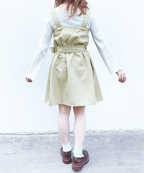 PairPair（ペアペア）の「トレンチ風ジャンスカ（ジャンパースカート・レディース・ライトグリーン/ライトベージュ・FREE）」の17枚目の写真