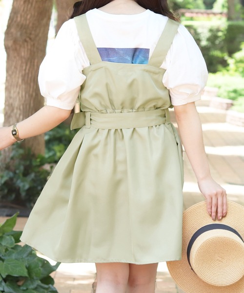 PairPair（ペアペア）の「トレンチ風ジャンスカ（ジャンパースカート・レディース・ライトグリーン/ライトベージュ・FREE）」の8枚目の写真