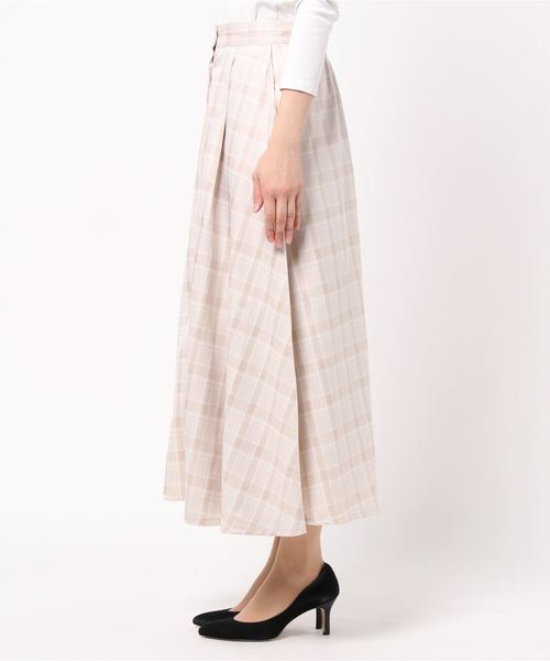 STYLEBLOCK（スタイルブロック）の「先染めチェックフロントボタンフレアスカート（スカート・レディース・ネイビー/ライトベージュ/サックスブルー/ピンク・M）」の5枚目の写真