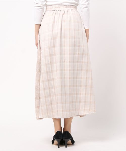 STYLEBLOCK（スタイルブロック）の「先染めチェックフロントボタンフレアスカート（スカート・レディース・ネイビー/ライトベージュ/サックスブルー/ピンク・M）」の6枚目の写真