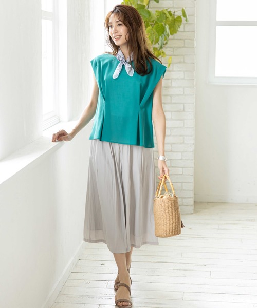 12Twelve Agenda(トゥエルブ アジェンダ)の「パウダーサテンドロストワイドパンツ(その他パンツ・レディース・グレイッシュベージュ/カーキ/ミント/ブラウン・M)」の11枚目の写真