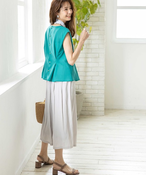 12Twelve Agenda(トゥエルブ アジェンダ)の「パウダーサテンドロストワイドパンツ(その他パンツ・レディース・グレイッシュベージュ/カーキ/ミント/ブラウン・M)」の8枚目の写真