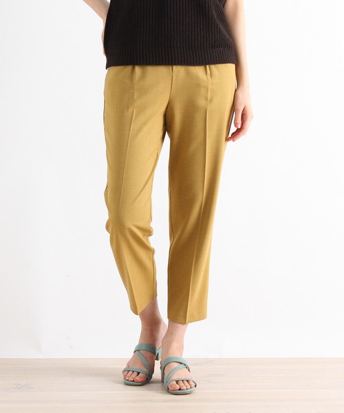 grove（グローブ）の「【S-LL】接触冷感/防シワ/毛玉になりにくい/洗えるクロップドテーパードパンツ（その他パンツ・レディース・ネイビー/イエロー/ライトベージュ/ブラウン系・01/02/03/04）」の4枚目の写真