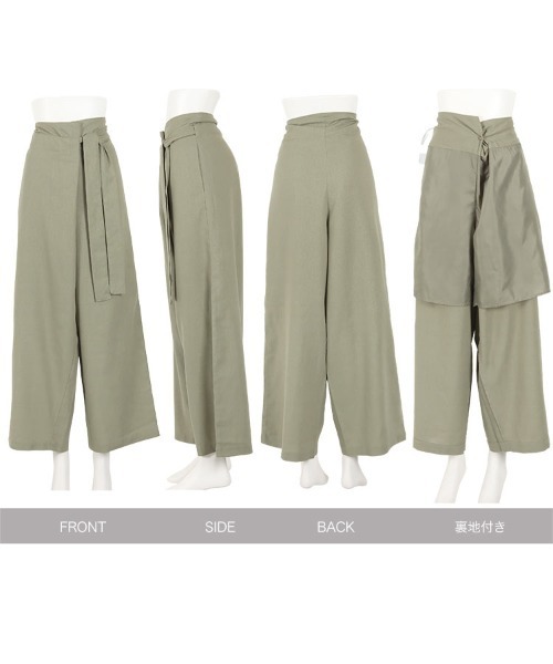 KOBE LETTUCE（コウベレタス）の「ウエストリボンハイウエストリネンラップワイドパンツ（その他パンツ・レディース・オリーブ/アイボリー/ブラウン系その他・FREE）」の11枚目の写真