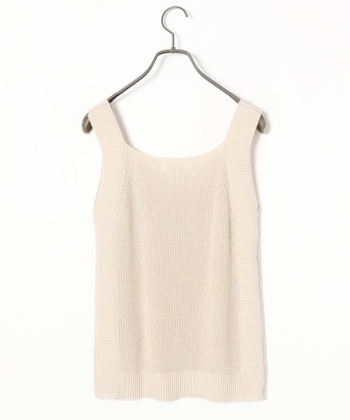 bobocho ホワイト ニット タンクトップ KUUUPY（クーピー） タンクトップ Seed Stitches layered Tank top