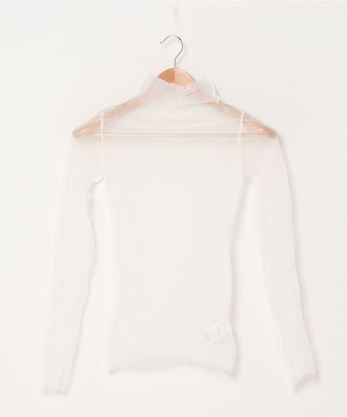 WEGO（ウィゴー）の「WEGO/カラーチュールシアーハイネックTシャツ（Tシャツ/カットソー・レディース・ホワイト/ブラック/ライトパープル・FREE）」の2枚目の写真