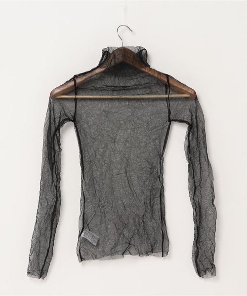 WEGO（ウィゴー）の「WEGO/カラーチュールシアーハイネックTシャツ（Tシャツ/カットソー・レディース・ホワイト/ブラック/ライトパープル・FREE）」の4枚目の写真