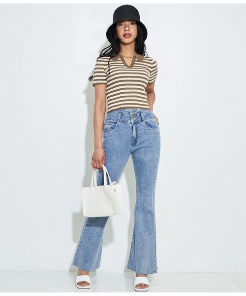 ANAP(アナップ)の「ハイウエストストレッチデニムフレアパンツ(デニムパンツ・レディース・ブラック/ブルー/スミクロ/ライトブルー・S/M/L)」の22枚目の写真