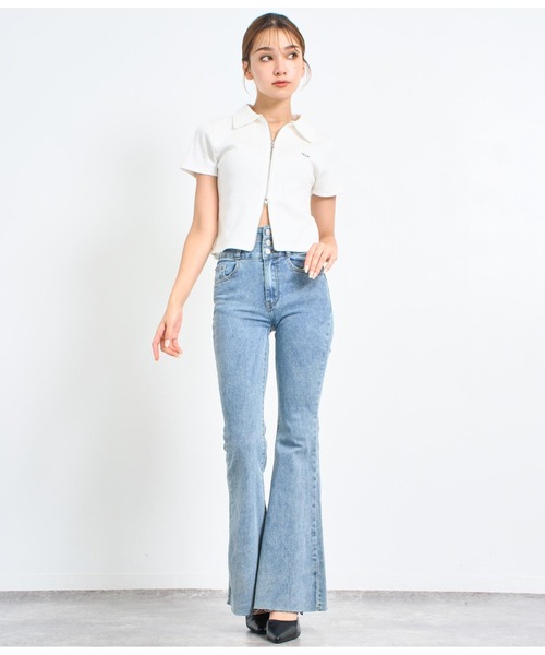 ANAP(アナップ)の「ハイウエストストレッチデニムフレアパンツ(デニムパンツ・レディース・ブラック/ブルー/スミクロ/ライトブルー・S/M/L)」の11枚目の写真