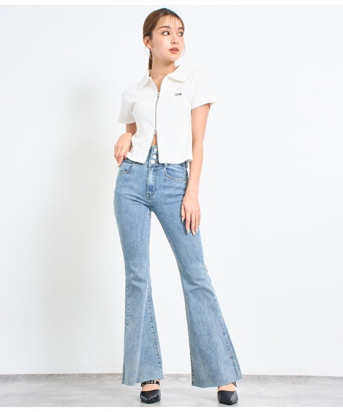 ANAP(アナップ)の「ハイウエストストレッチデニムフレアパンツ(デニムパンツ・レディース・ブラック/ブルー/スミクロ/ライトブルー・S/M/L)」の12枚目の写真