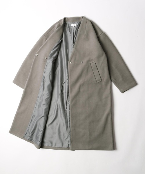 Chillfar（チルファー）の「ノーカラーコート（ノーカラーコート・レディース・アイボリー/チャコール/ブラック/グリーン/ブルー/ベージュ/ブラウン・MEDIUM/LARGE）」の12枚目の写真