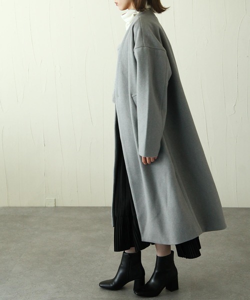 Chillfar（チルファー）の「ノーカラーコート（ノーカラーコート・レディース・アイボリー/チャコール/ブラック/グリーン/ブルー/ベージュ/ブラウン・MEDIUM/LARGE）」の19枚目の写真