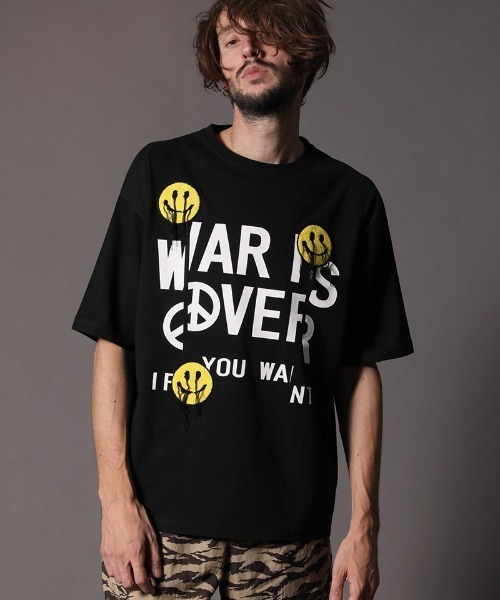 STUD MUFFIN（スタッドマフィン）の「mt6860-5.6OZコットン天竺 ラバーPT&サガラワッペン　ビックシルエット Tシャツ（Tシャツ/カットソー・メンズ・カーキ/ホワイト/ブラック・4/3/2）」の2枚目の写真