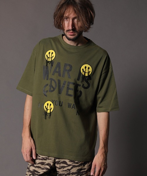 STUD MUFFIN（スタッドマフィン）の「mt6860-5.6OZコットン天竺 ラバーPT&サガラワッペン　ビックシルエット Tシャツ（Tシャツ/カットソー・メンズ・カーキ/ホワイト/ブラック・4/3/2）」の9枚目の写真