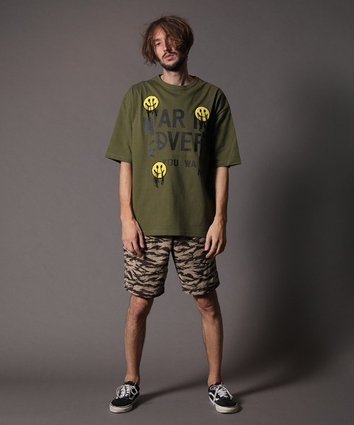 STUD MUFFIN（スタッドマフィン）の「mt6860-5.6OZコットン天竺 ラバーPT&サガラワッペン　ビックシルエット Tシャツ（Tシャツ/カットソー・メンズ・カーキ/ホワイト/ブラック・4/3/2）」の11枚目の写真