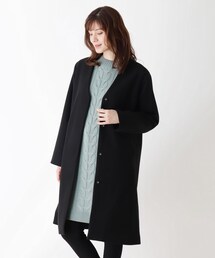 DRESKIP | 【M-L/2点セット】Vネックコート＋ニットワンピース(ノーカラーコート)