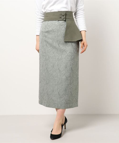 LADYMADE(レディメイド)の「Paisley Jacquard ベルトセットタイトスカート(スカート・レディース・ライトベージュ/グリーン・S/M)」の16枚目の写真