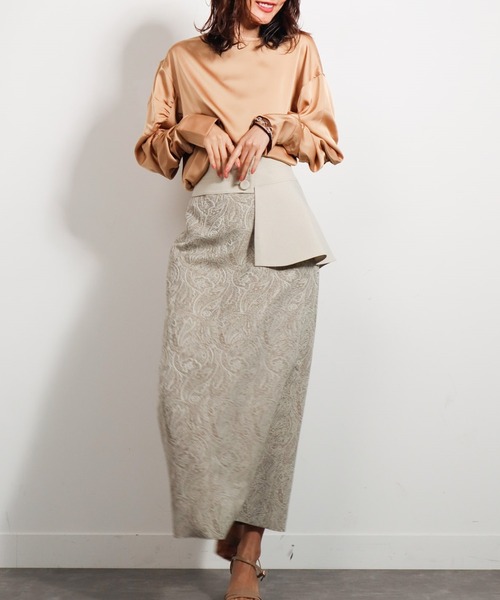 LADYMADE(レディメイド)の「Paisley Jacquard ベルトセットタイトスカート(スカート・レディース・ライトベージュ/グリーン・S/M)」の8枚目の写真