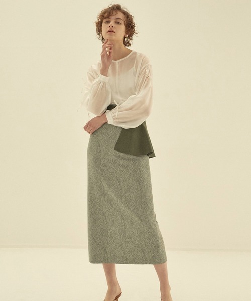 LADYMADE(レディメイド)の「Paisley Jacquard ベルトセットタイトスカート(スカート・レディース・ライトベージュ/グリーン・S/M)」の10枚目の写真