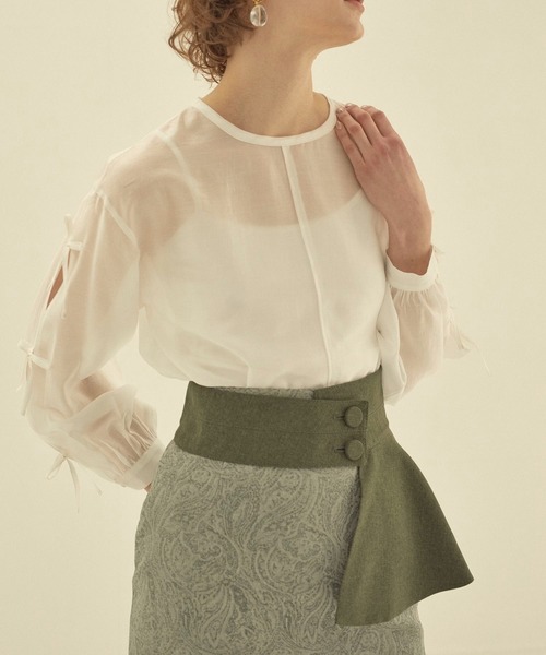 LADYMADE(レディメイド)の「Paisley Jacquard ベルトセットタイトスカート(スカート・レディース・ライトベージュ/グリーン・S/M)」の11枚目の写真