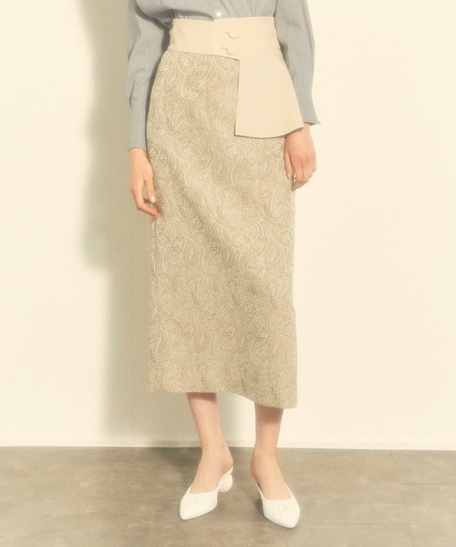 LADYMADE(レディメイド)の「Paisley Jacquard ベルトセットタイトスカート(スカート・レディース・ライトベージュ/グリーン・S/M)」の14枚目の写真
