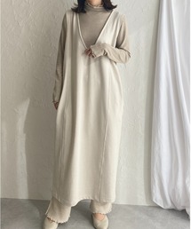 She's Closet（シーズクローゼット）の「前後2way深Vネックノースリーブロングスウェットワンピース（ジャンパースカート・レディース）」