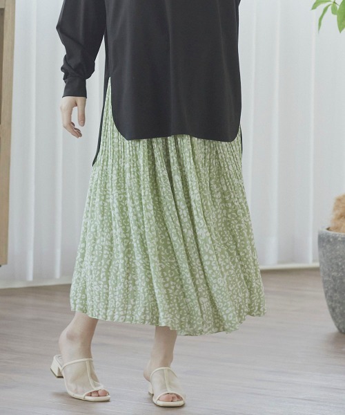 LIPSTAR（リップスター）の「レオパードケシプリーツスカート（スカート・レディース・アイボリー/ブラック系その他/グリーン系その他・M）」の3枚目の写真