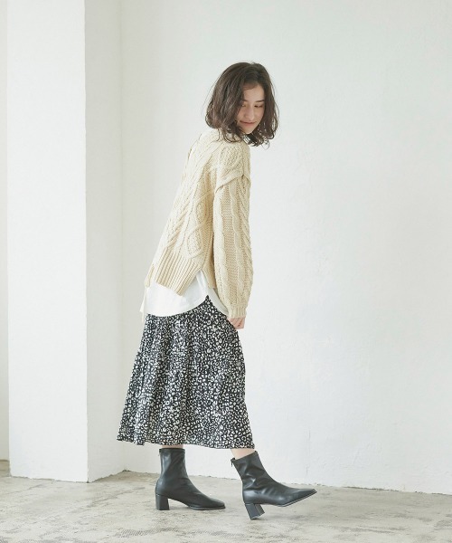 LIPSTAR（リップスター）の「レオパードケシプリーツスカート（スカート・レディース・アイボリー/ブラック系その他/グリーン系その他・M）」の4枚目の写真