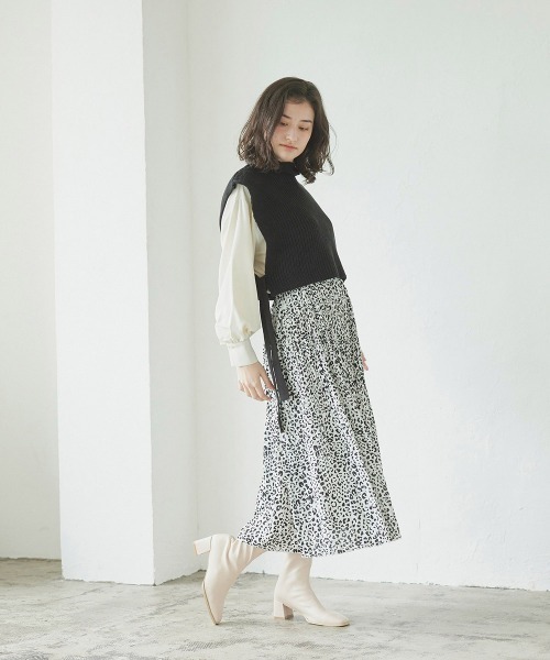 LIPSTAR（リップスター）の「レオパードケシプリーツスカート（スカート・レディース・アイボリー/ブラック系その他/グリーン系その他・M）」の5枚目の写真