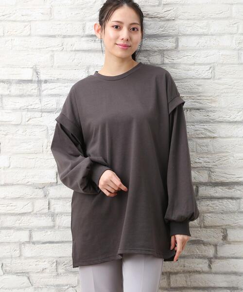 INGNI（イング）の「レイヤーロングTシャツ（Tシャツ/カットソー・レディース・ミント/スミクロ/サンドベージュ/ブルー/オフホワイト・M）」の15枚目の写真