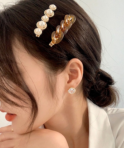 florist(フローリスト)の「【2個セット】クリアべっ甲チェーンヘアクリップ(バレッタ/ヘアクリップ・レディース・その他1/その他2/その他3・FREE)」の2枚目の写真