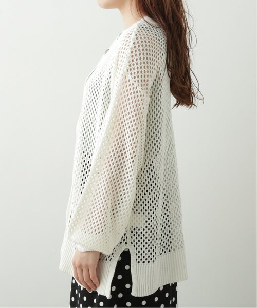 RAY CASSIN（レイカズン）の「メッシュニットVカーディガン（ニット/セーター・レディース・パープル/スミクロ/キナリ・FREE）」の11枚目の写真