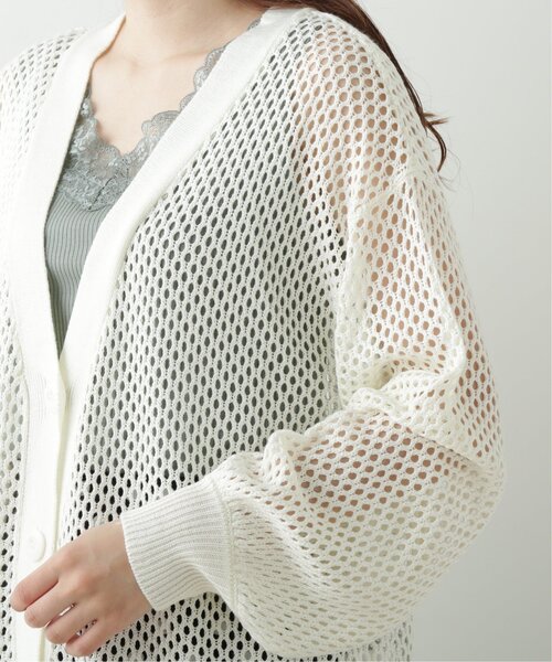 RAY CASSIN（レイカズン）の「メッシュニットVカーディガン（ニット/セーター・レディース・パープル/スミクロ/キナリ・FREE）」の14枚目の写真