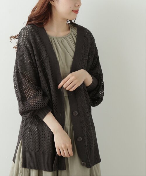 RAY CASSIN（レイカズン）の「メッシュニットVカーディガン（ニット/セーター・レディース・パープル/スミクロ/キナリ・FREE）」の21枚目の写真