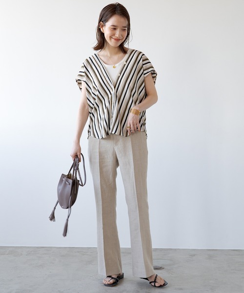 LOUNGEDRESS（ラウンジドレス）の「ストライプバイヤスブラウス（シャツ/ブラウス・レディース・ベージュ/カーキ・FREE）」の12枚目の写真