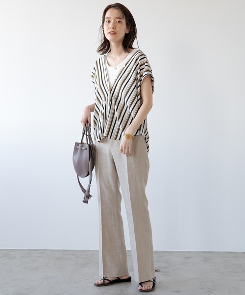 LOUNGEDRESS（ラウンジドレス）の「ストライプバイヤスブラウス（シャツ/ブラウス・レディース・ベージュ/カーキ・FREE）」の16枚目の写真